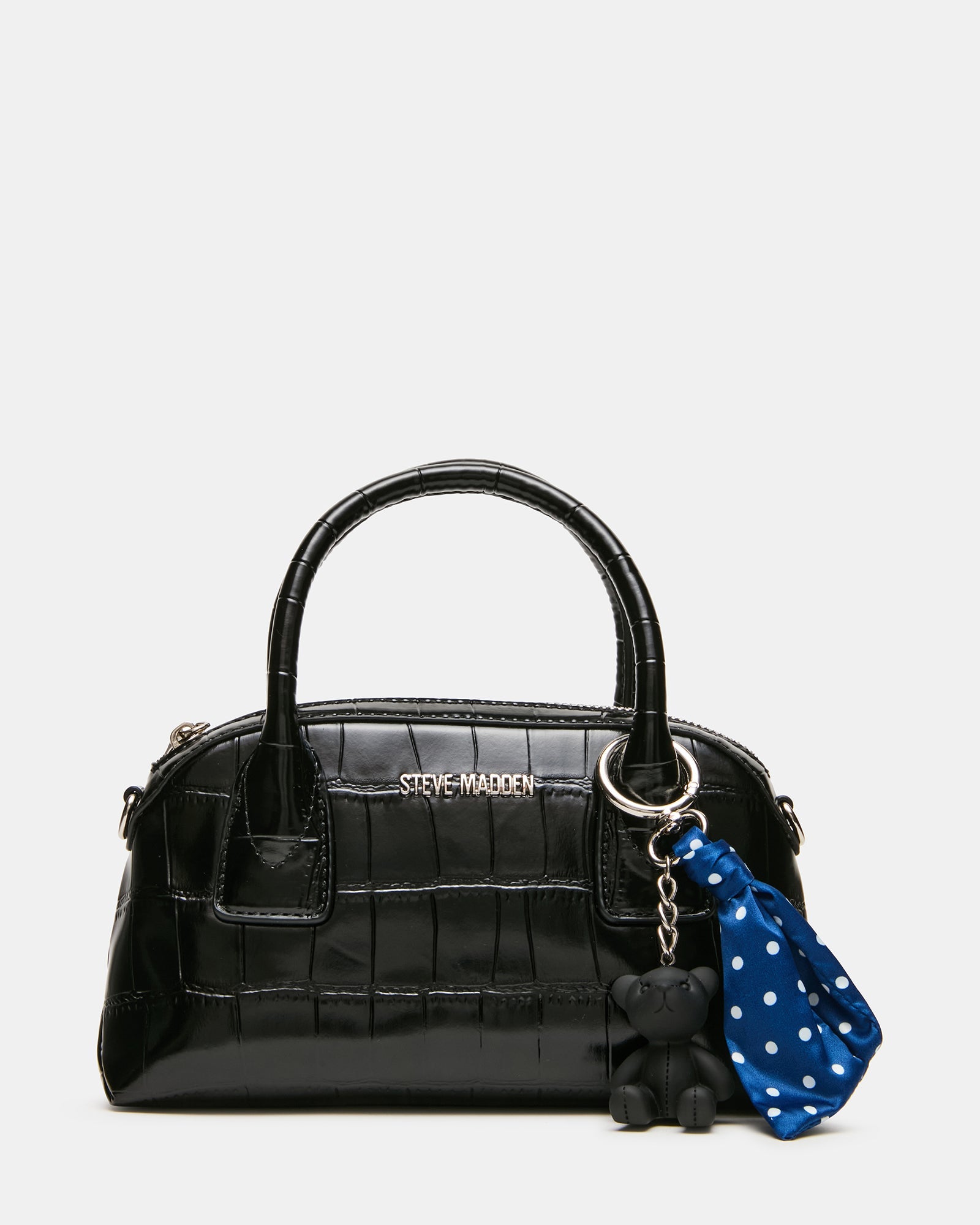 MELODIE Bag Black Crocodile Dome Satchel Top-Handle Crossbody Handbag | Steve Madden
