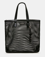 MISHA Black Mesh Beaded Bag Charm Tote Handbag | Steve Madden