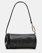 PRIYA Perforated Bag Black Mini Barrel Shoulder Handbag | Steve Madden