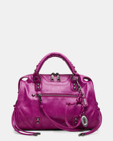 RIGGS Fuchsia Slouchy Top-Handle Crossbody Satchel Handbag | Steve Madden
