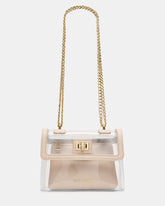 SCOOP Champagne Clear Transparent Pouch Crossbody Handbag | Steve Madden