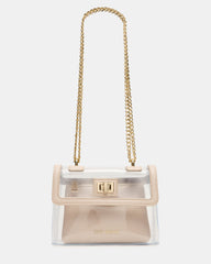 SCOOP Champagne Clear Transparent Pouch Crossbody Handbag | Steve Madden