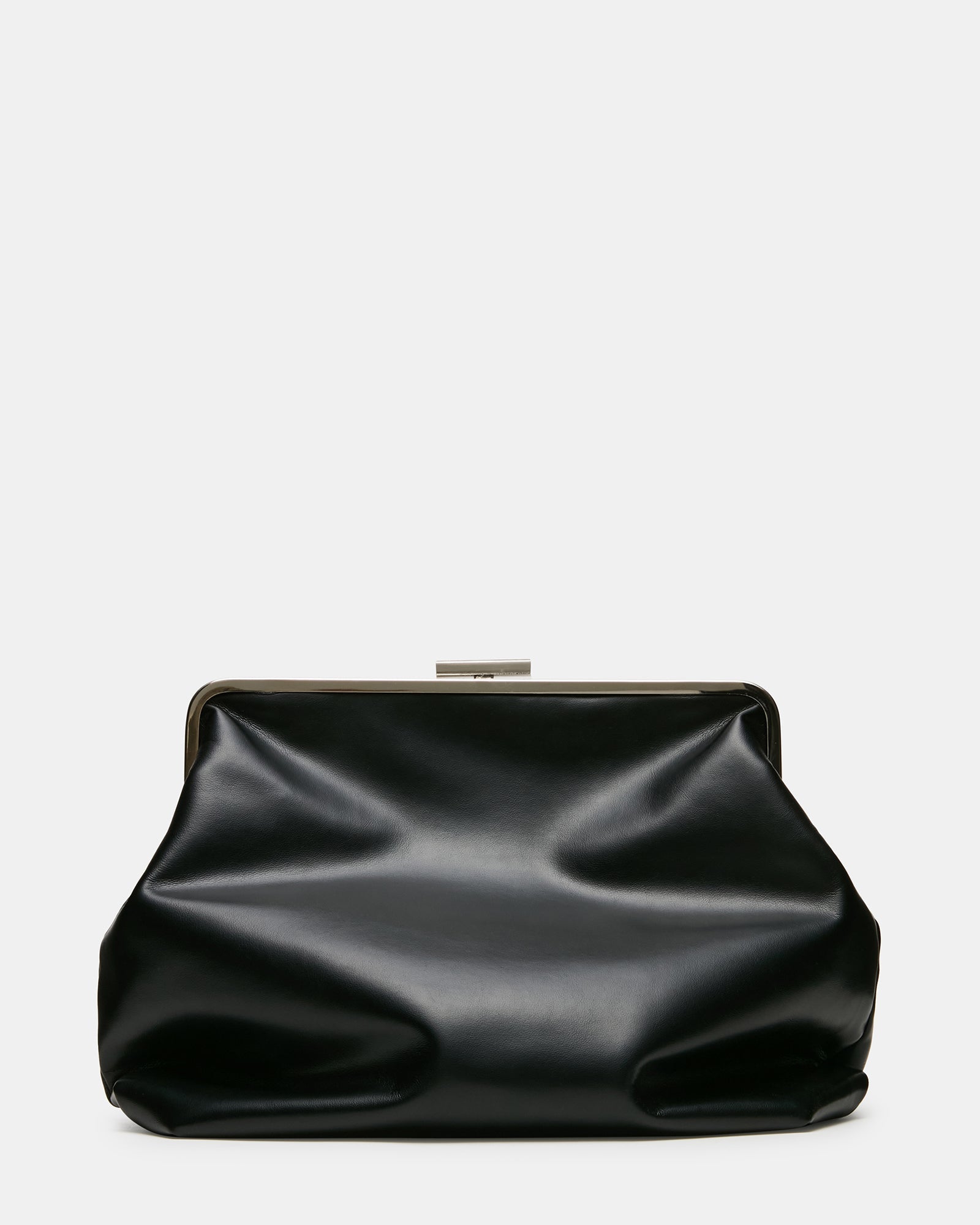 SEFINA Black Kiss-Lock Oversized Clutch Handbag | Steve Madden