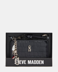 SORELLA Black Crocodile Bifold Zipper Wallet Gift Set | Steve Madden