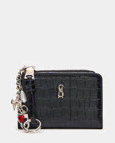 SORELLA Black Crocodile Bifold Zipper Wallet | Steve Madden