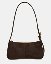 TANZIE Woven Chocolate Two-Tone Buckle Strap Shoulder Bag | Steve Madden
