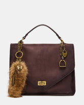 THEIA Chocolate Suede Top Handle Charms Crossbody Handbag | Steve Madden
