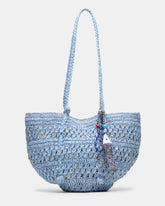 TYDES Bag Blue Boho Straw Shoulder Strap Tote Handbag | Steve Madden