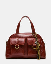 VELARIS Rust Cargo Satchel Charms Top Handle Handbag | Steve Madden