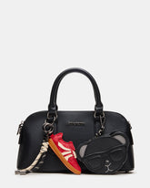 THORNE Bag Black Zipper Sneaker Bear Charms Top Handle Handbag | Steve Madden