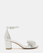 Kids' ABIGAL Silver Rhinestone Embellised Block Heel Girls' Heel | Steve Madden