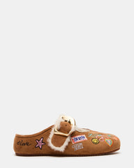 Kids' CLOUDY Cognac Multi Mary Jane Faux Fur Girls' Flat | Steve Madden