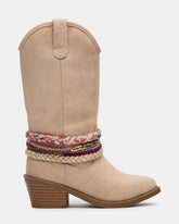 Kids' EMBER Sand Cowgirl Scarf Block Heel Girls' Boot | Steve Madden