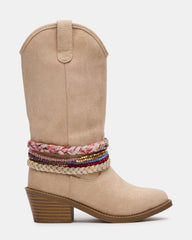 Kids' EMBER Sand Cowgirl Scarf Block Heel Girls' Boot | Steve Madden