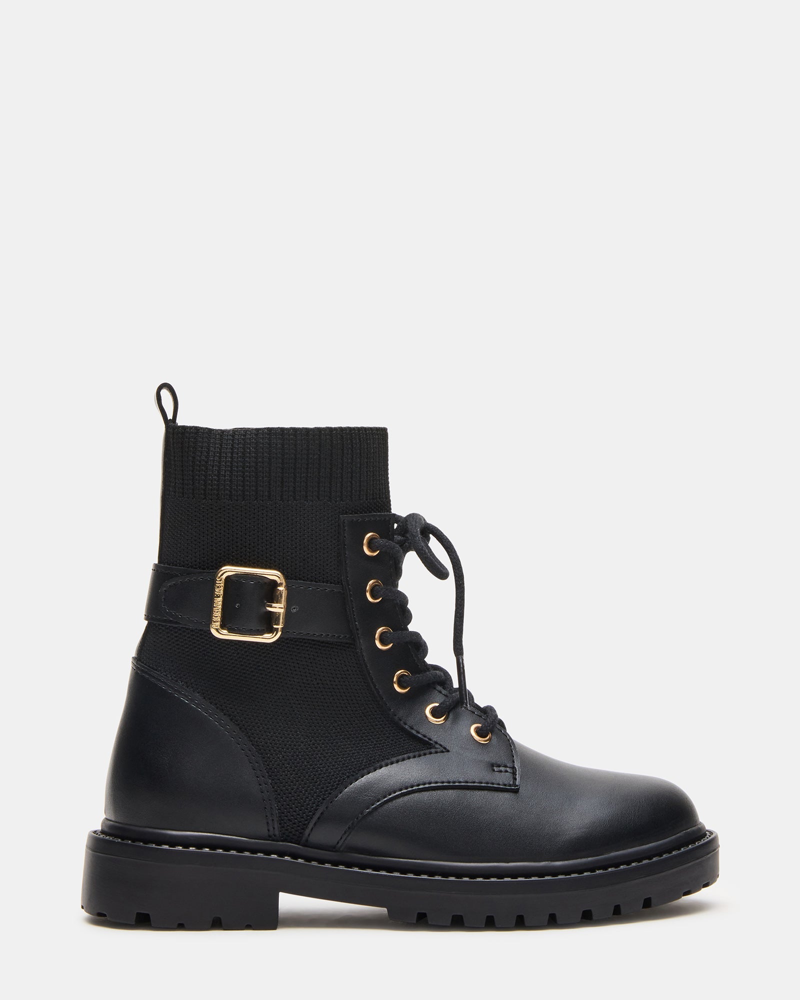 Kids' KYA Black Lace-Up Combat Girls' Ankle Boot | Steve Madden