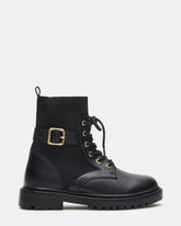 Kids' KYA Black Lace-Up Combat Girls' Ankle Boot | Steve Madden