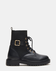 Kids' KYA Black Lace-Up Combat Girls' Ankle Boot | Steve Madden