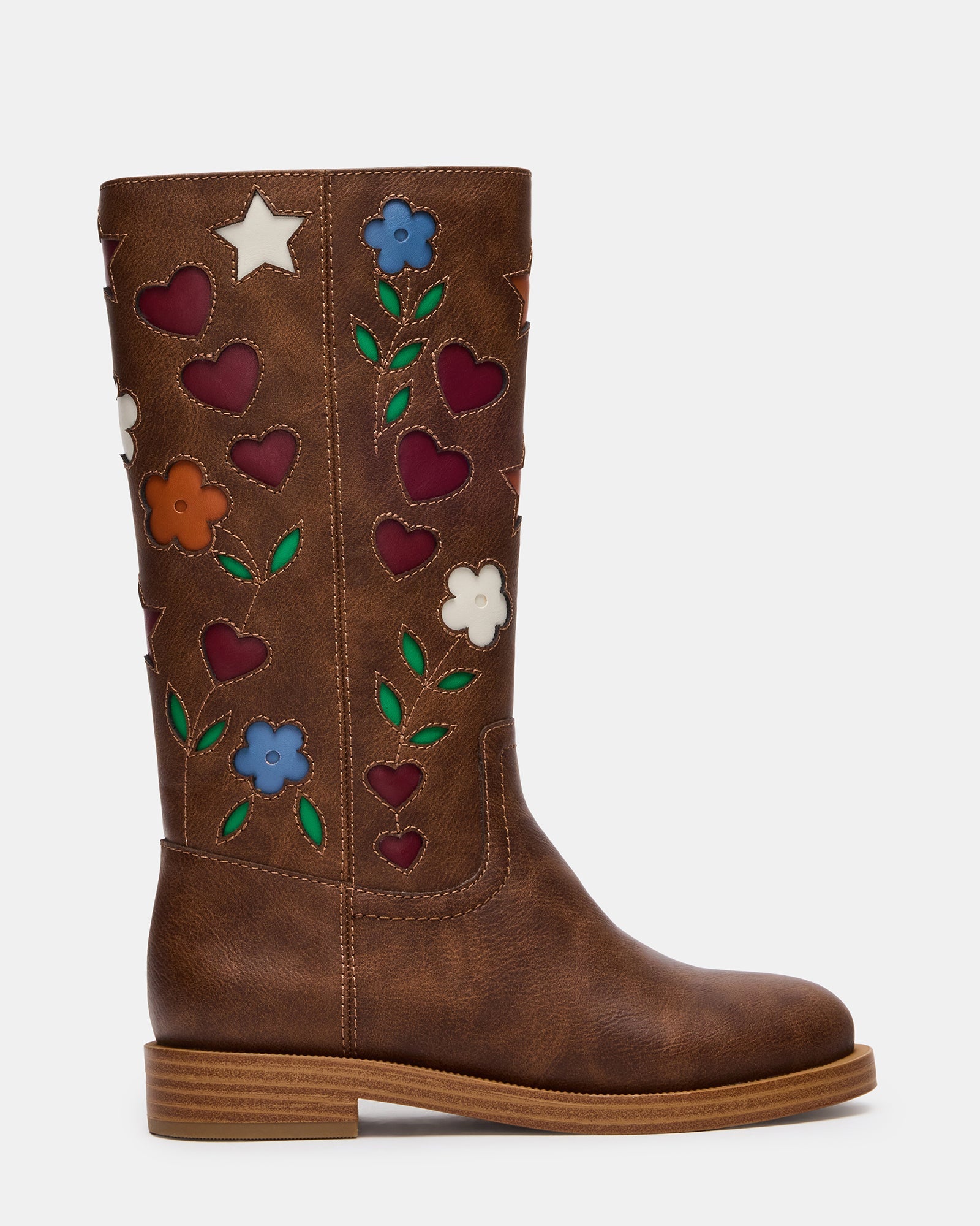 Kids' ORIOLEC Brown Knee-High Flower Girls' Boot | Steve Madden