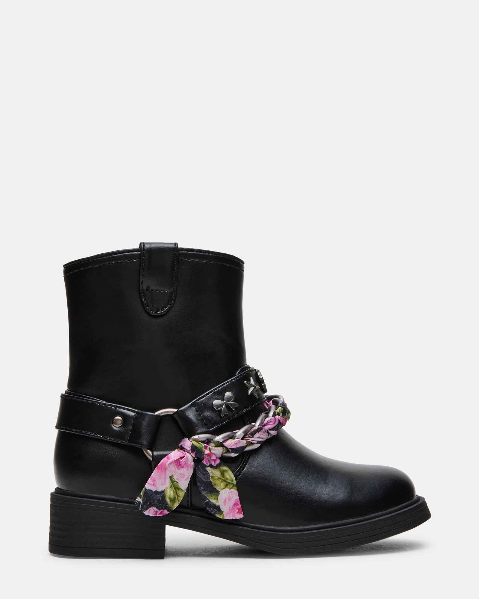 Kids' TEAL Black Moto Charms Scarf Girls' Ankle Boot | Steve Madden