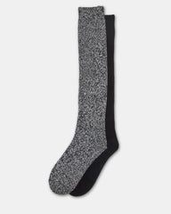 FALL 2 PACK MARLED KNEE HIGH SOCKS Black Women's Marled Knee-High Socks | Steve Madden