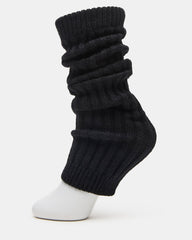JAZZ LEGWARMERS Black Knit Ribbed Women's Legwarmer Socks | Steve Madden