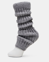 JAZZ LEGWARMERS Heather Grey Knit Ribbed Women's Legwarmer Socks | Steve Madden