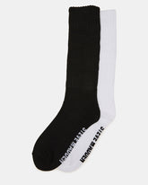 2 PACK RIBBED SLOUCH Black/White Women's Socks | Steve Madden