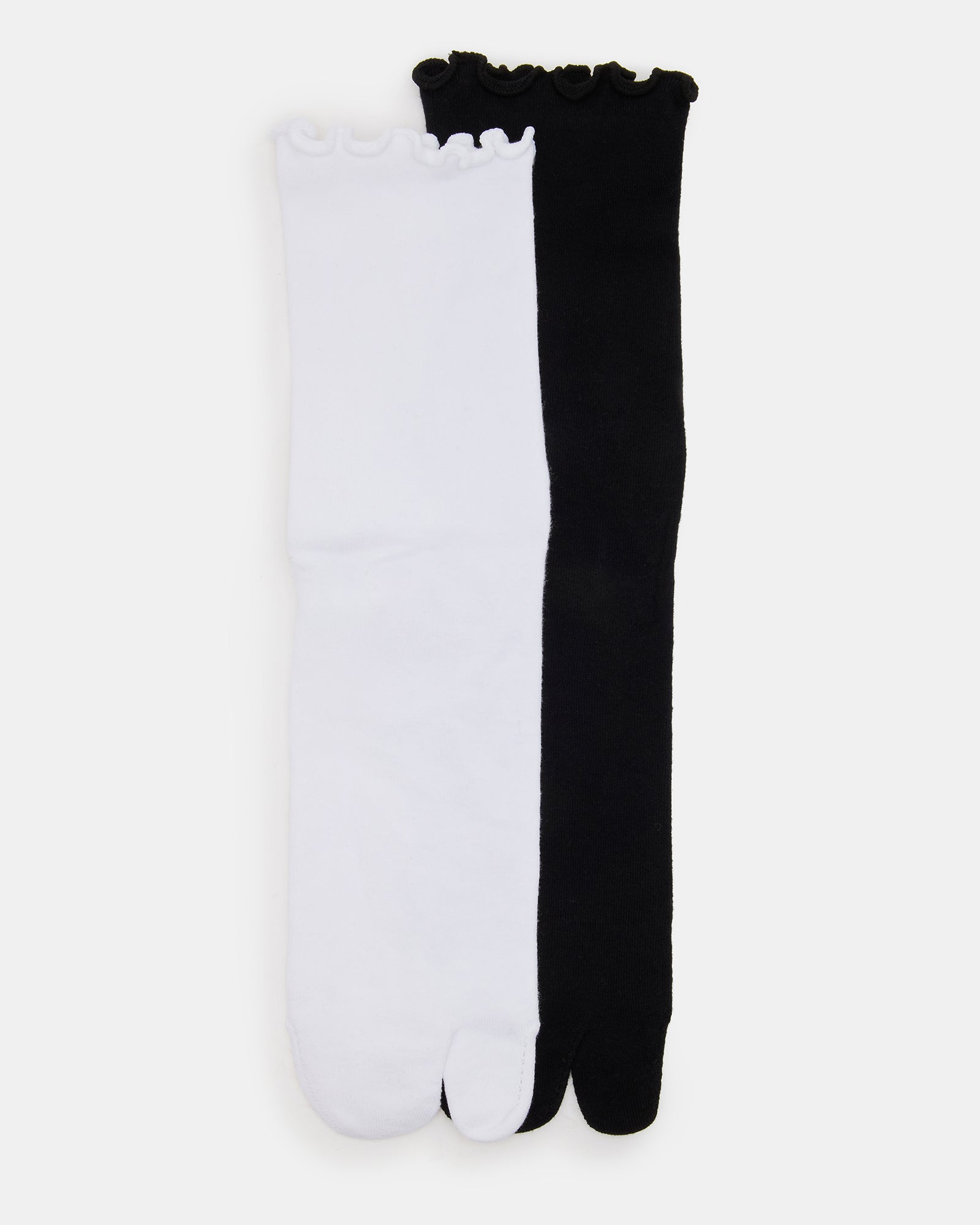 RIBBED SPLIT TOE White/Black Tabi Women's Crew Socks | Steve Madden