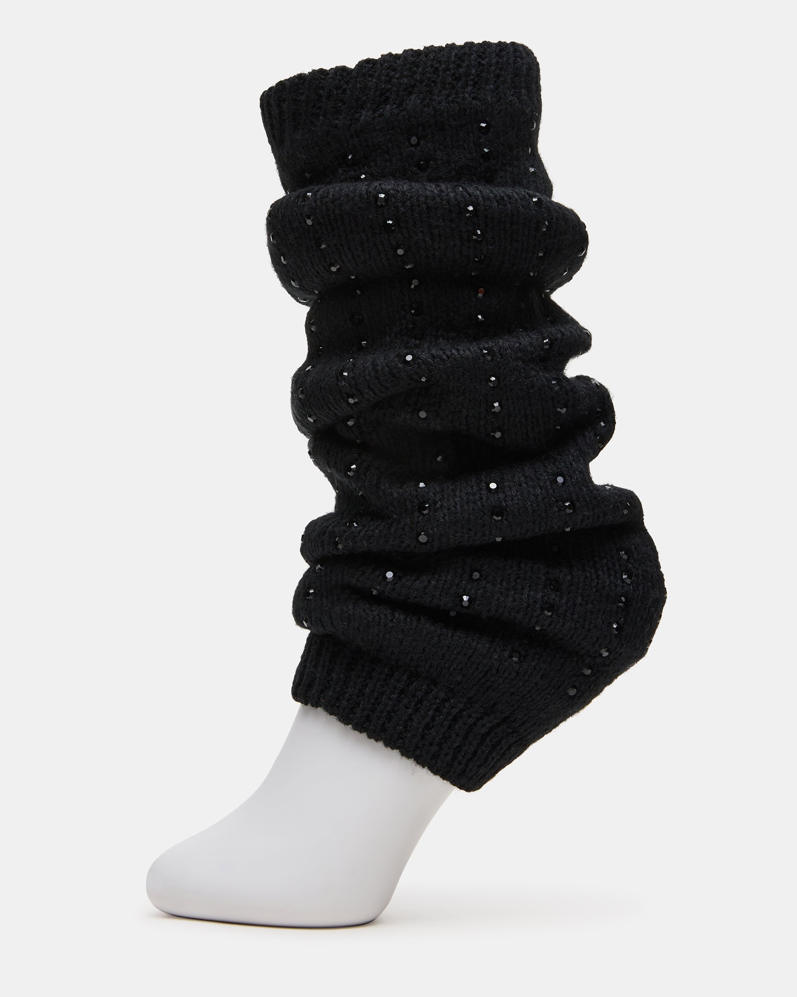CHUNKY CABLE Black Knit Ribbed Leg Warmers LEG WARMERS BLACK | Steve Madden