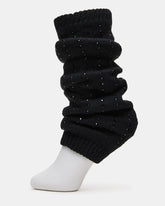 CHUNKY CABLE Black Knit Ribbed Leg Warmers LEG WARMERS BLACK | Steve Madden