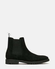 AUGUST Black Suede Lug Chelsea Men's Ankle Boot | Steve Madden