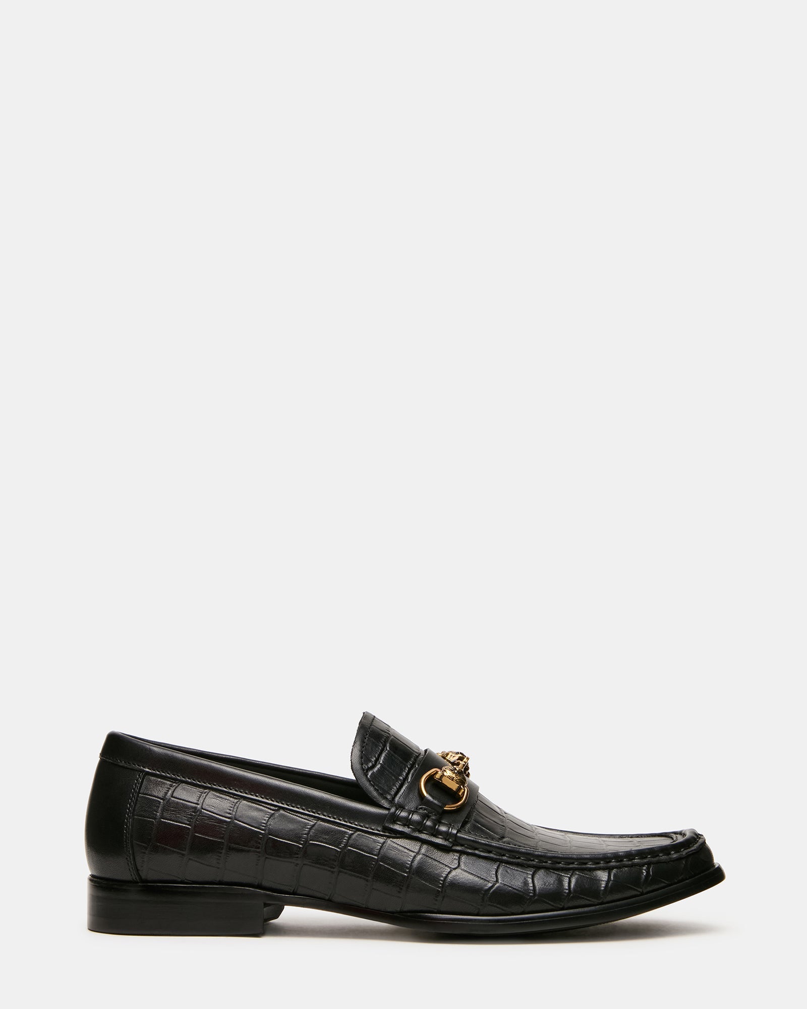 BROOKLYN Black Crocodile Horsebit Slip-On Men's Loafer | Steve Madden