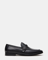 CHAPLIN Black Leather Woven-Strap Buckle Slip-On Men's Loafer | Steve Madden