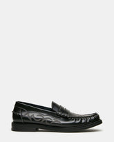 ENNIS Black Leather Western Stitched Scrunched Slip-On Men's Loafer | Steve Madden