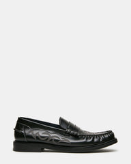 ENNIS Black Leather Western Stitched Scrunched Slip-On Men's Loafer | Steve Madden