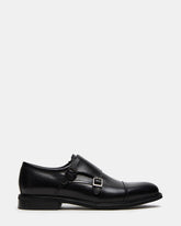 HARAN Black Leather Men's Buckle Strap Dress Shoe | Steve Madden