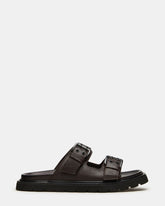 LUXOR Dark Brown Slide Footbed Men's Sandal | Steve Madden