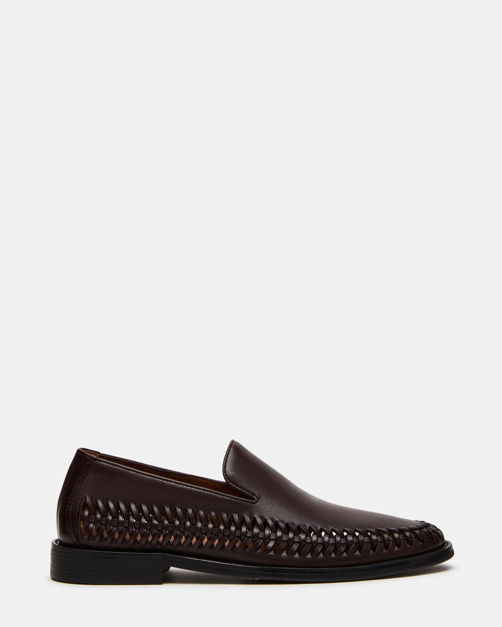 NAPOLI Brown Leather Slip-On Woven Men's Loafer | Steve Madden