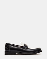 NATAN Black/ White Leather Men's Slip-On Dress Loafer | Steve Madden