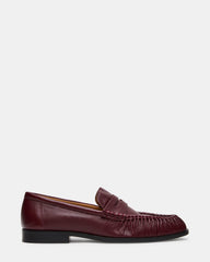 QUINCEY Dark Cherry Leather Slip-On Men's Loafer | Steve Madden