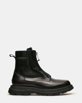 ROMARIO Black Leather Zipper Lug Men's Ankle Boot | Steve Madden