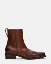 SANTANA Brown Leather Western Men's Ankle Boot | Steve Madden