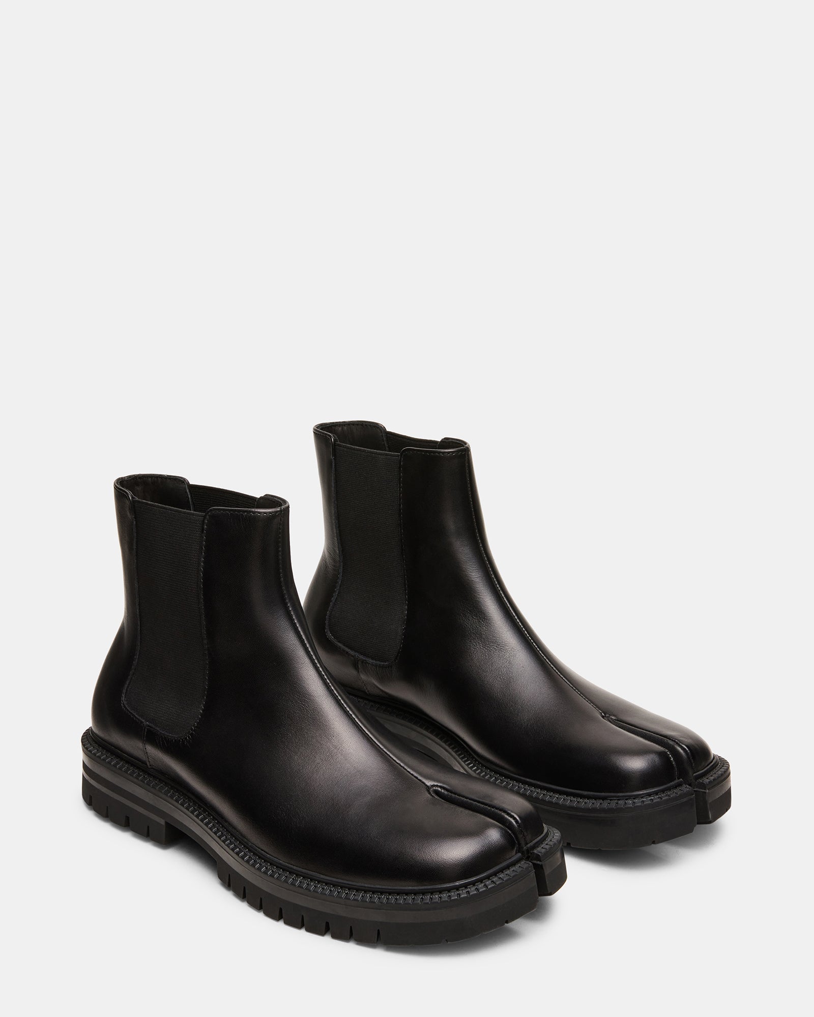 SINCLAIR Black Leather Tabi Lug Chelsea Men's Ankle Boot | Steve Madden