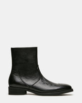 THIAGO Black Leather Woven Western Men's Ankle Boot | Steve Madden