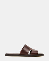 YUSSUF Brown Leather Slide Men's Sandal | Steve Madden