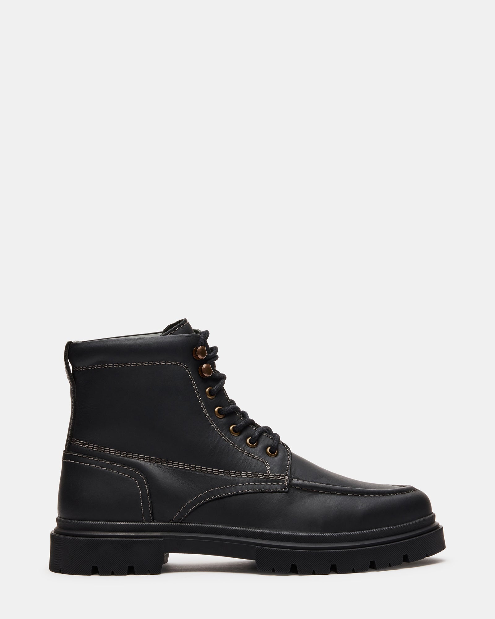 ZECHARIAH Black Lace-Up Lug Men's Ankle Boot | Steve Madden