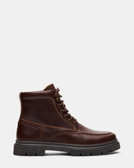 ZECHARIAH Brown Lace-Up Lug Men's Ankle Boot | Steve Madden