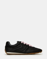 ABBI Black Satin Low-Top Lace-Up Women's Sneaker | Steve Madden