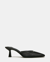 ALYSE Black Mesh Square-Toe Mule Women's Kitten Heel | Steve Madden