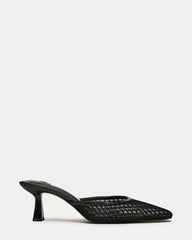 ALYSE Black Mesh Square-Toe Mule Women's Kitten Heel | Steve Madden